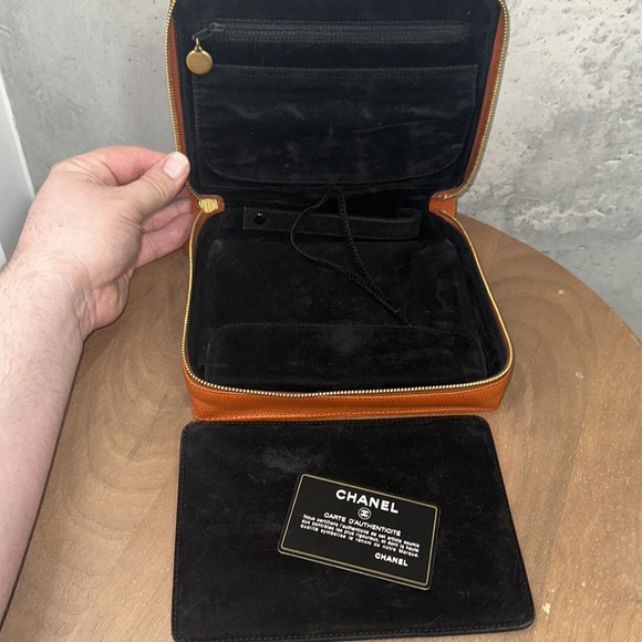 Chanel orange caviar jewelry case travel storage - Picture 9 of 15